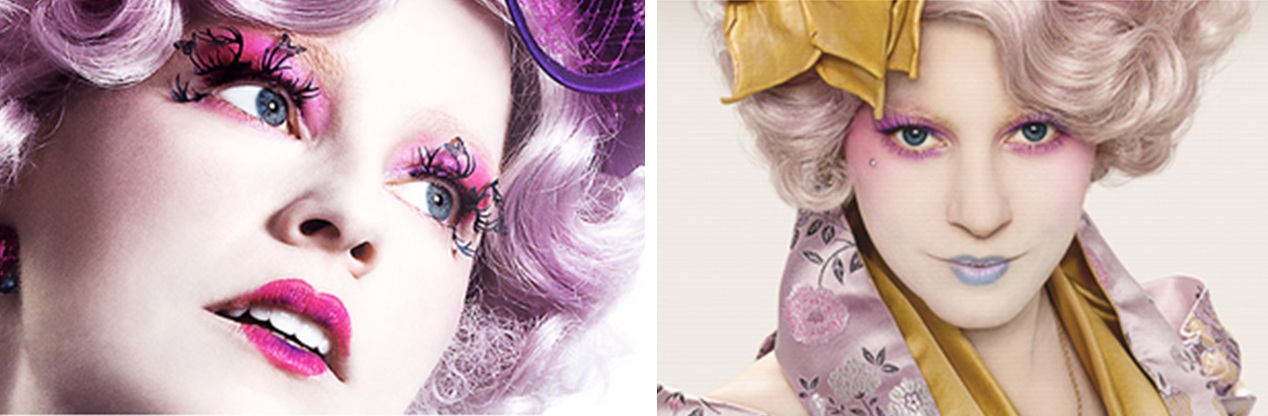 Maquiagens de Effie Trinket Elizabeth Banks em Jogos Vorazes. 