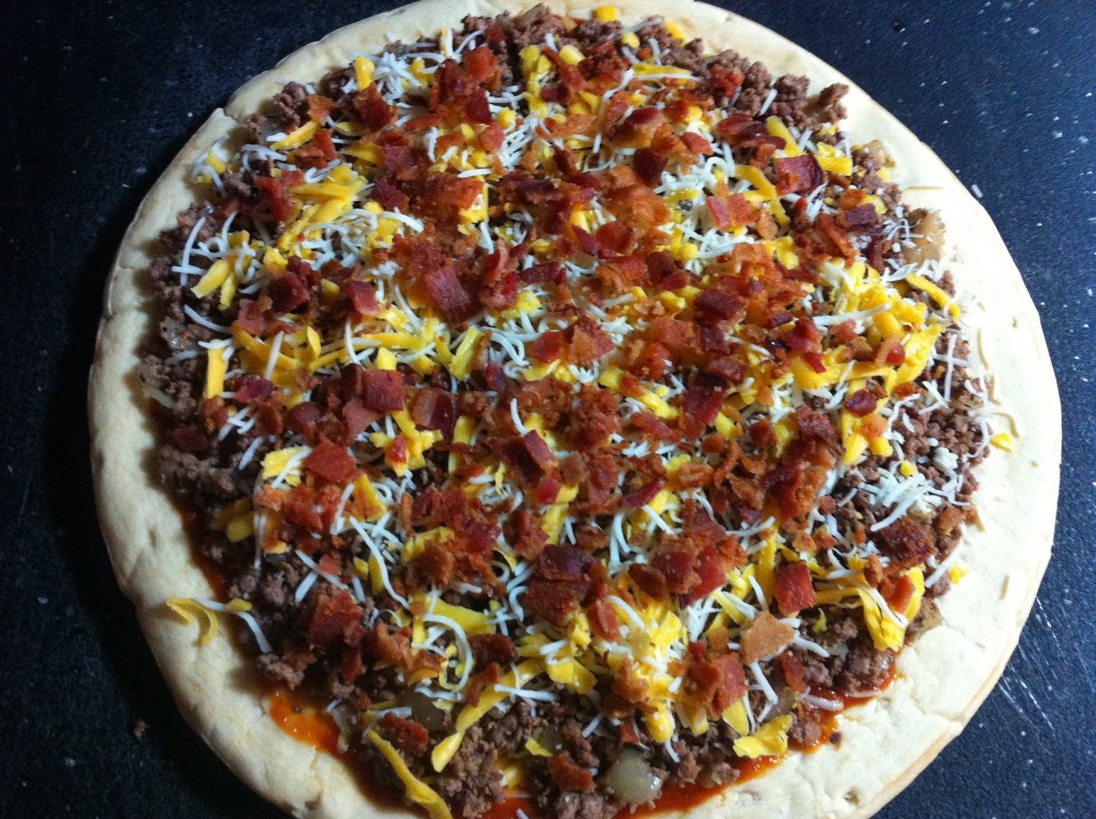 Cooking with SAHD Bacon Cheeseburger Pizza