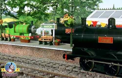 Maron station platform tiny Percy the train Thomas and friends Donald and Douglas the Scottish twins