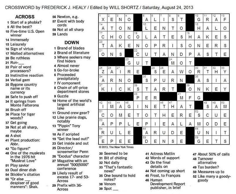 08.24.13 - The Saturday Crossword.