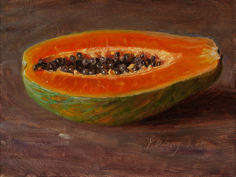 Wang Fine Art papaya half daily painting a day still life small work