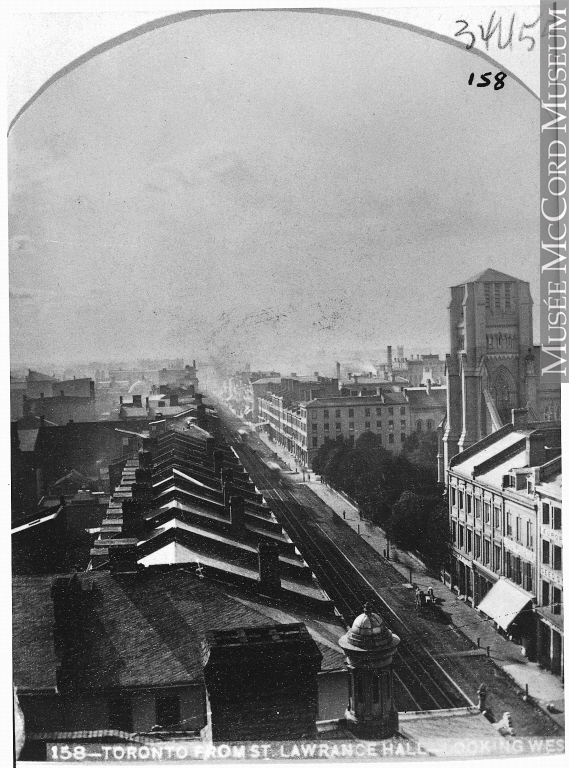 Looking West along King Street from corner of Jarvis, 1868