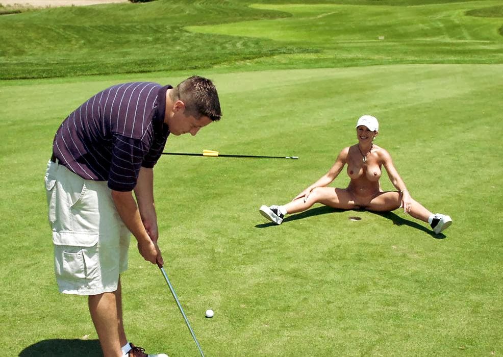 Teen flashes pussy golf