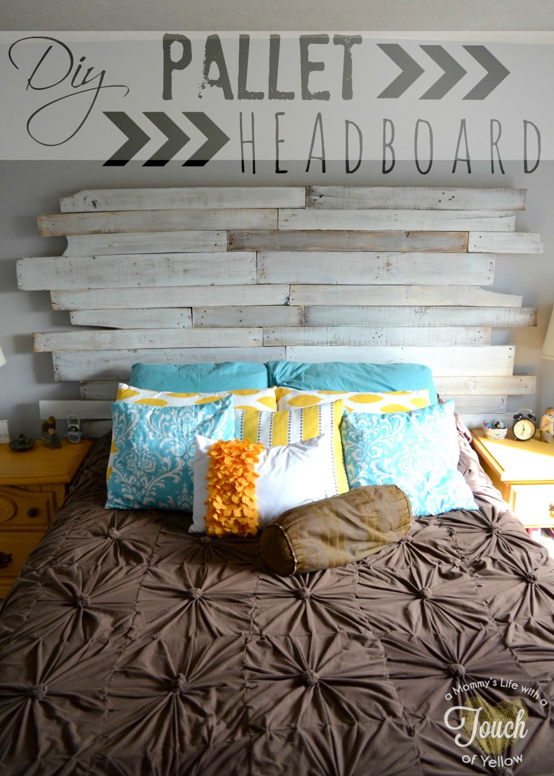 A mommy's life...with a touch of YELLOW DIY Pallet Headboard {tutorial}