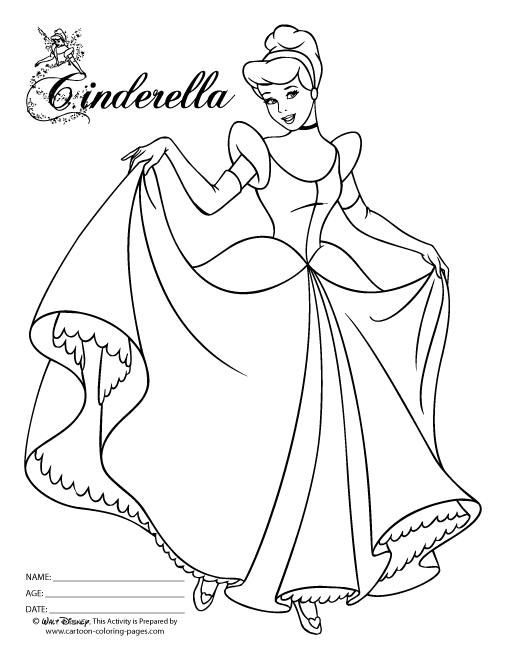 Gambar Mewarnai Cinderella Putri Cantik Walt Disney ...