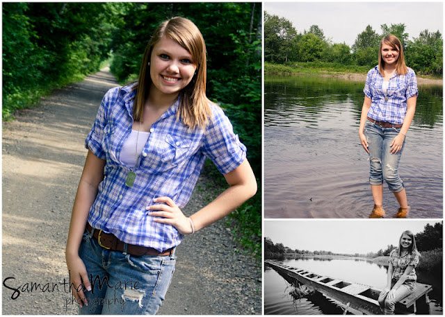 senior girl standing in a river