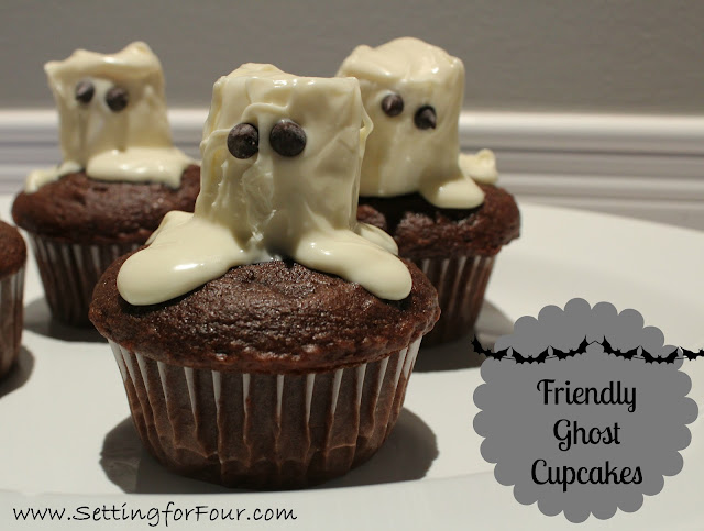 Friendly Ghost Cupcakes from Setting for Four #Halloween #Cupcake #Recipe #Chocolate