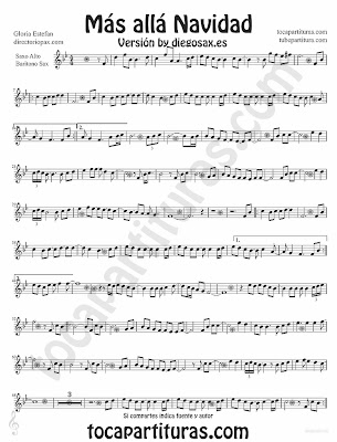Tubepartitura Más Allá de Gloria Estefan partitura para Saxofón Alto y Barítono Villancico pop - rock