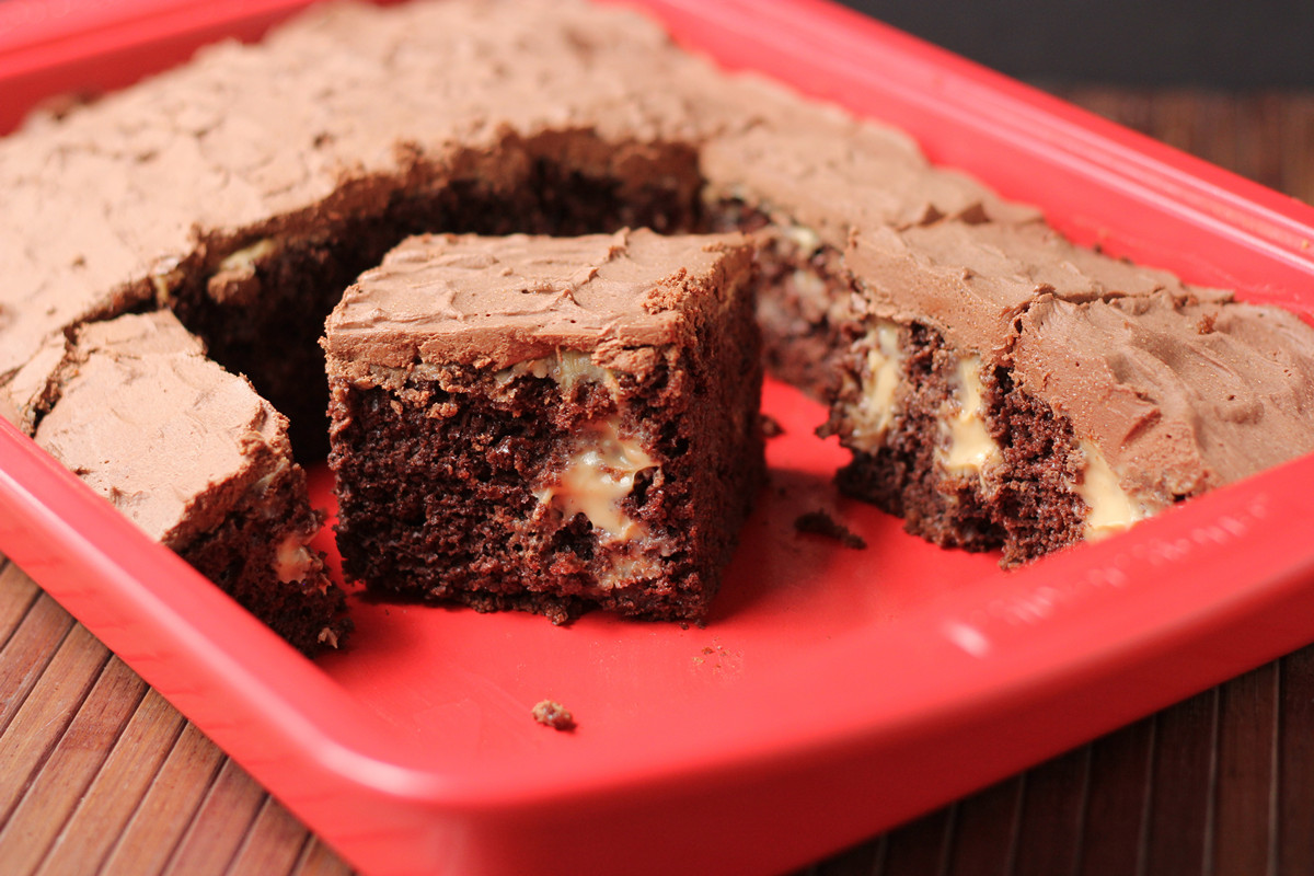 Cookistry Chocolate and Peanut Butter Pudding Poke Cake