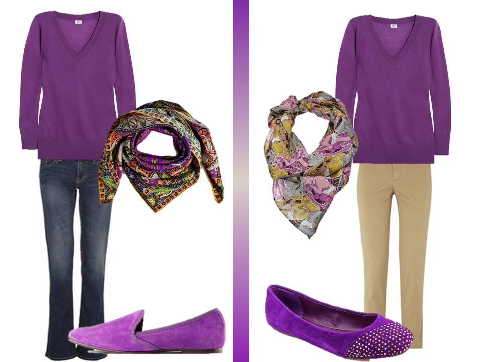 How to wear a purple vneck sweater The Vivienne Files