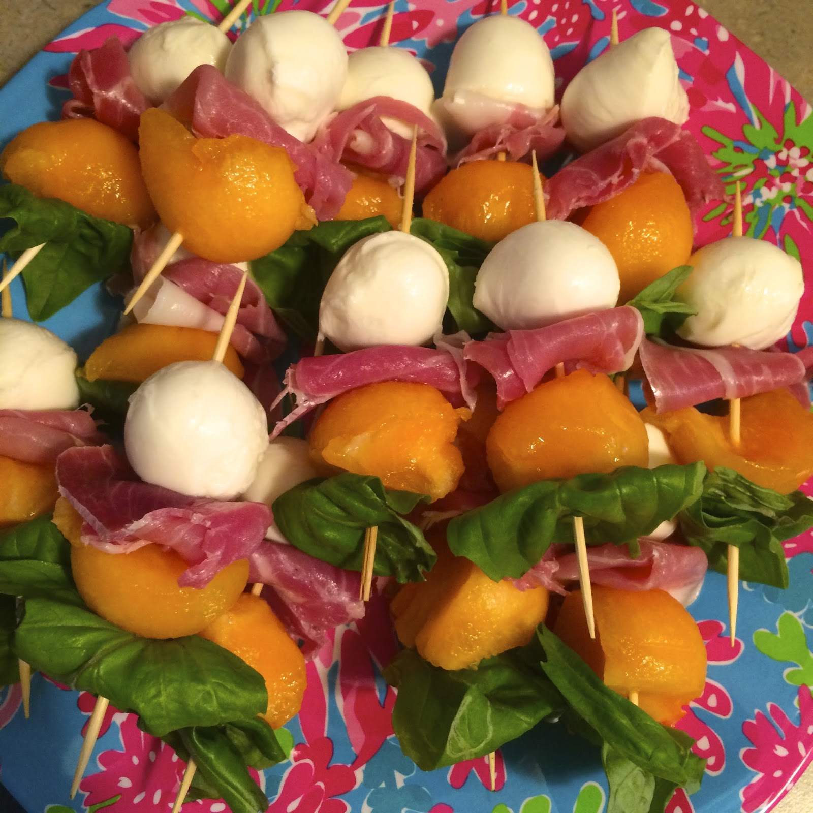 Christina Lea Loves Melon, Prosciutto & Mozzarella Skewers