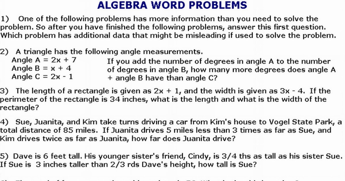 Cobb Adult Ed Math: Algebra Word Problems