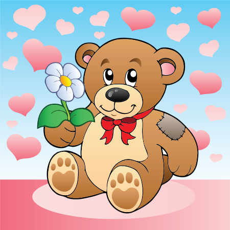 Love teddy with a flower