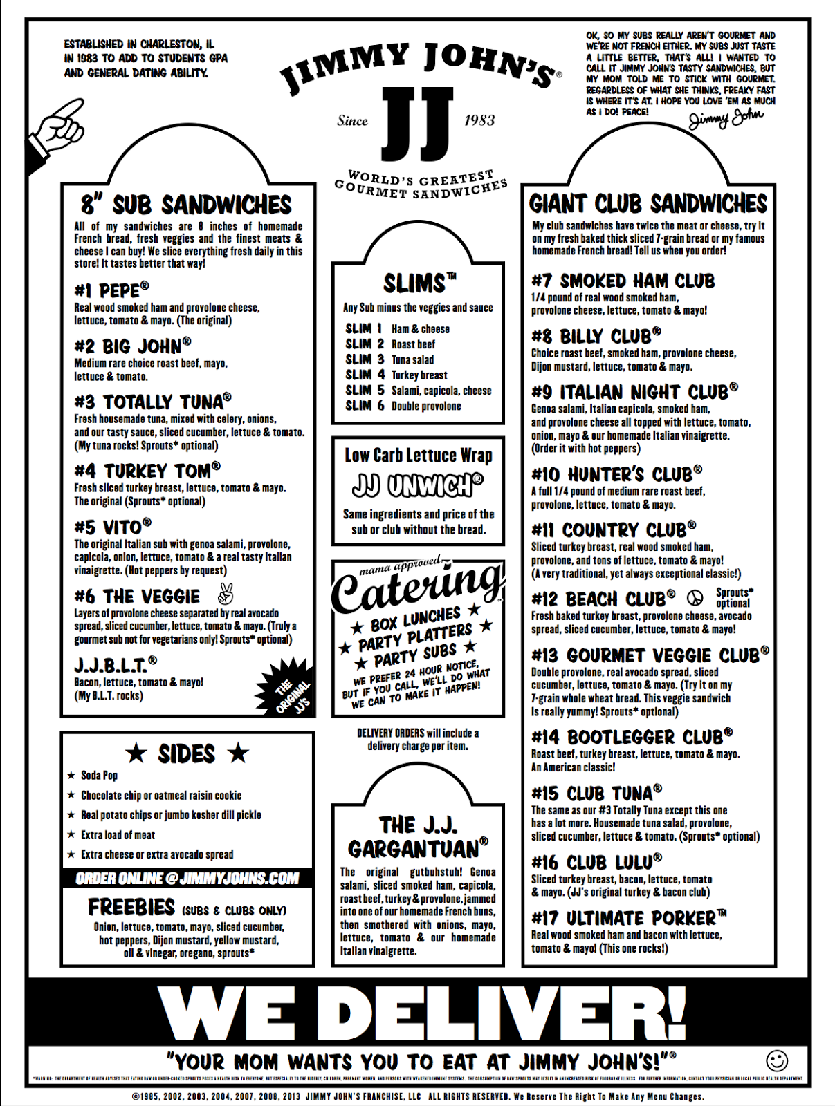 This is a picture of Obsessed Jimmy Johns Menu Printable It's just an image of Obsessed Jimmy Johns Menu Printable