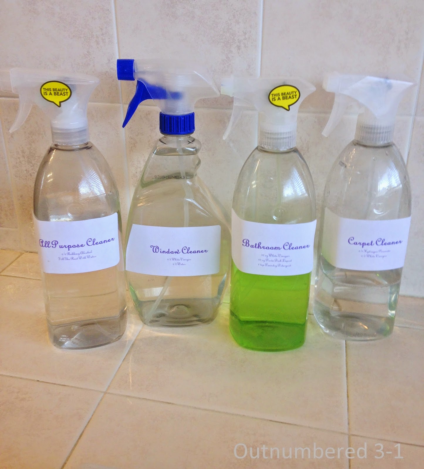 DIY NonToxic Bathroom Cleaner Outnumbered 3 to 1