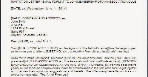 Invitation Letter to Join a Club