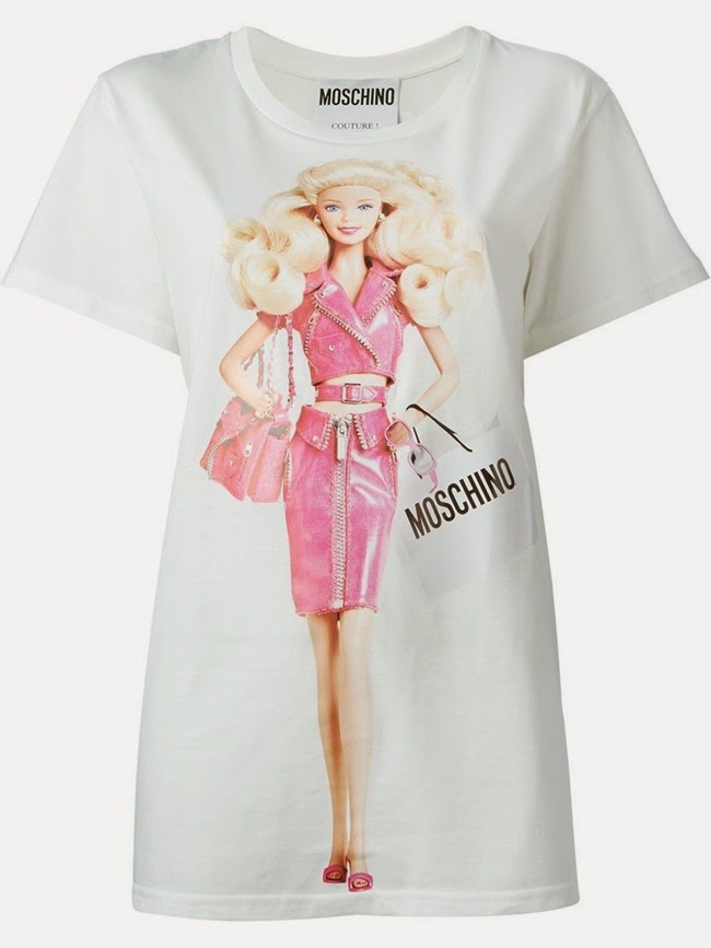 Moschino 2015 Barbie Print T-Shirt, $367.35 USD Moschino SS15 Barbie Pink Cropped Biker Perfecto Jacket With Leather Pencil Skirt