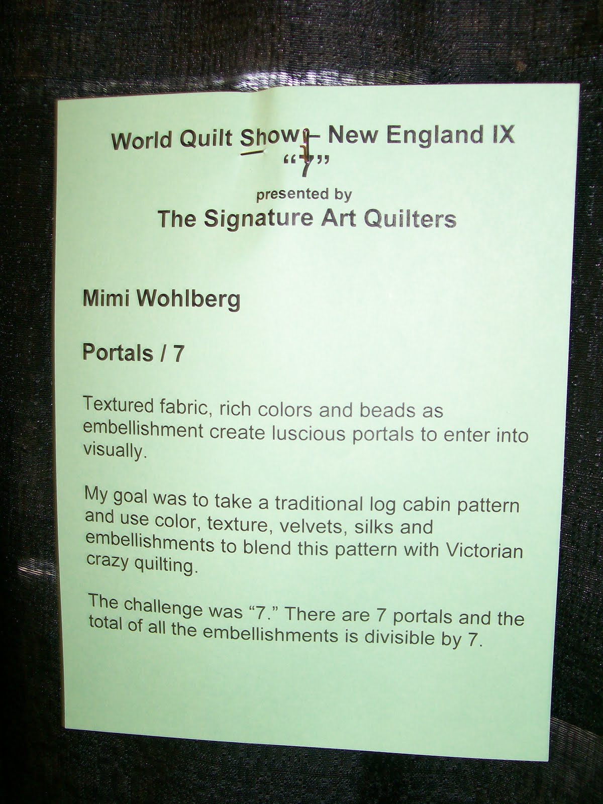 Color Me Quilty WORLD QUILT SHOW NEW ENGLAND IX (Part 1)