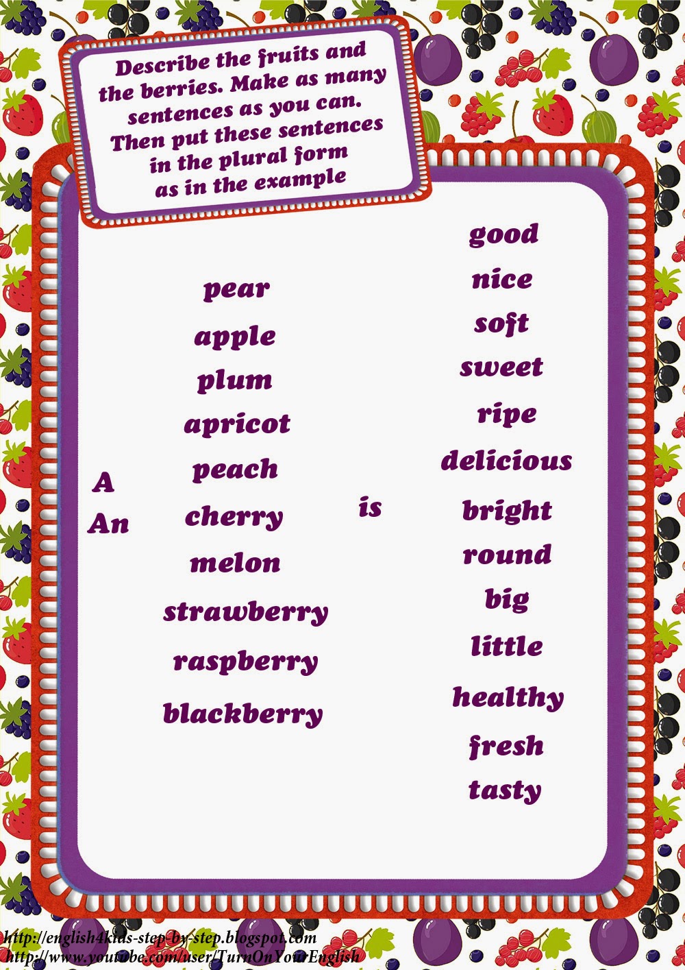 Fruits and Berries Worksheets