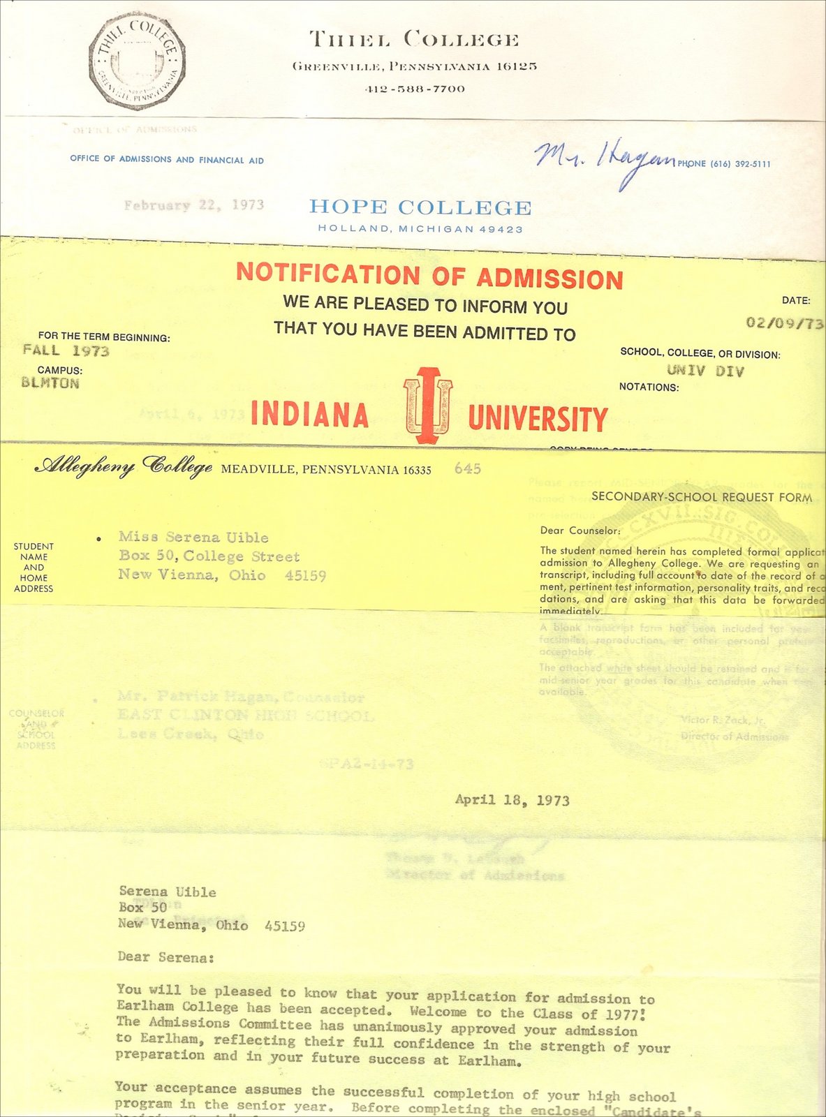 college admissions letters
