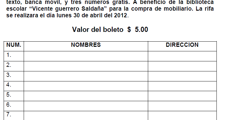 formatos de rifas en word