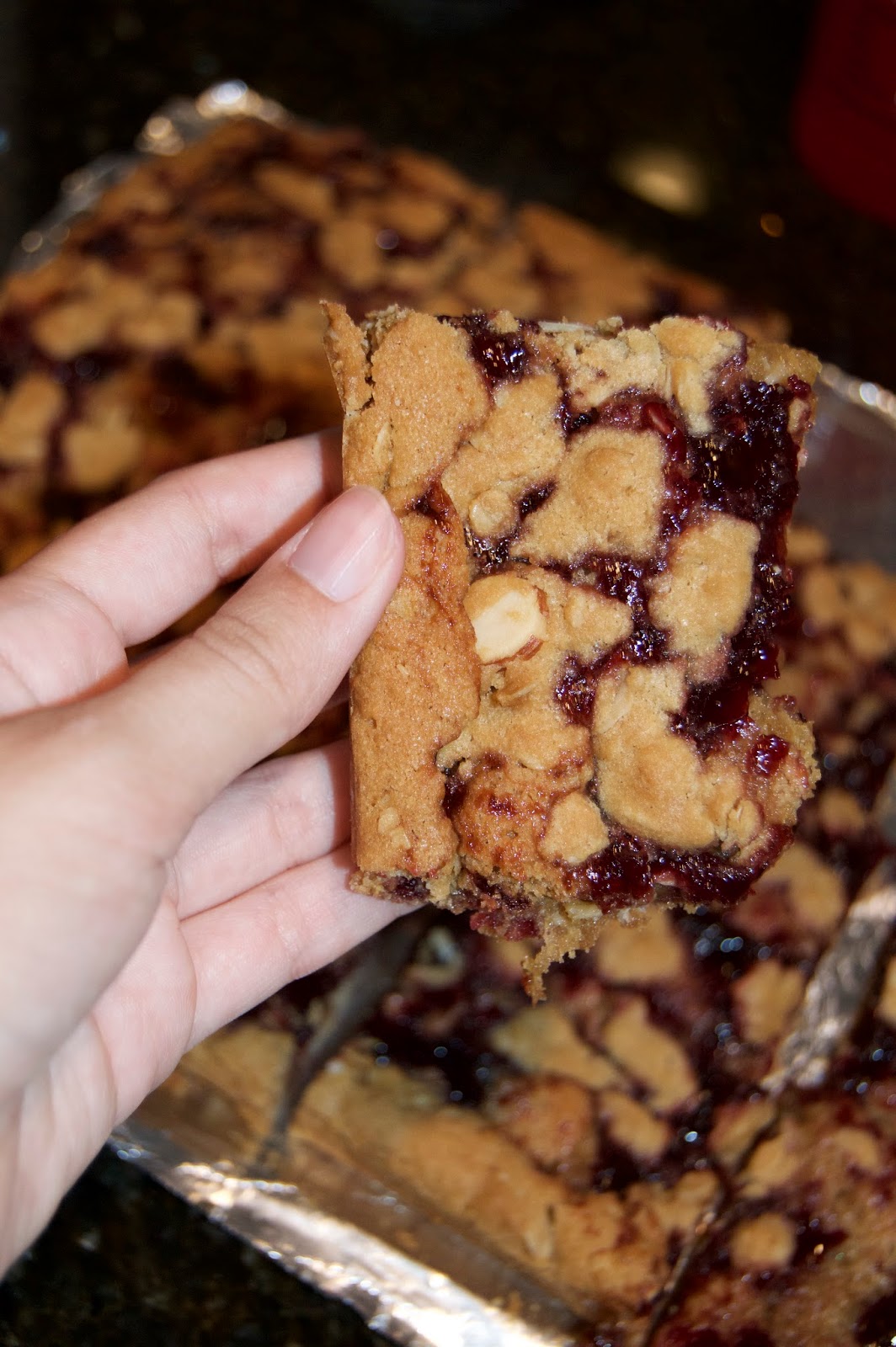 dress in sparkles: chewy cherry almond bars