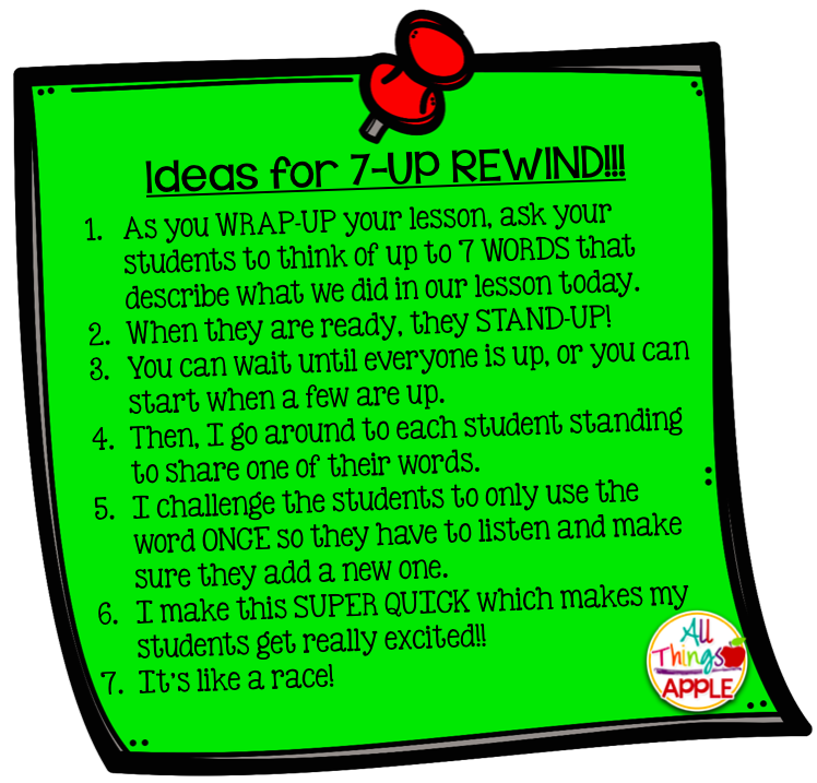 Who's Who and Who's New 7up Standup!! Quick Wrapup Activities!