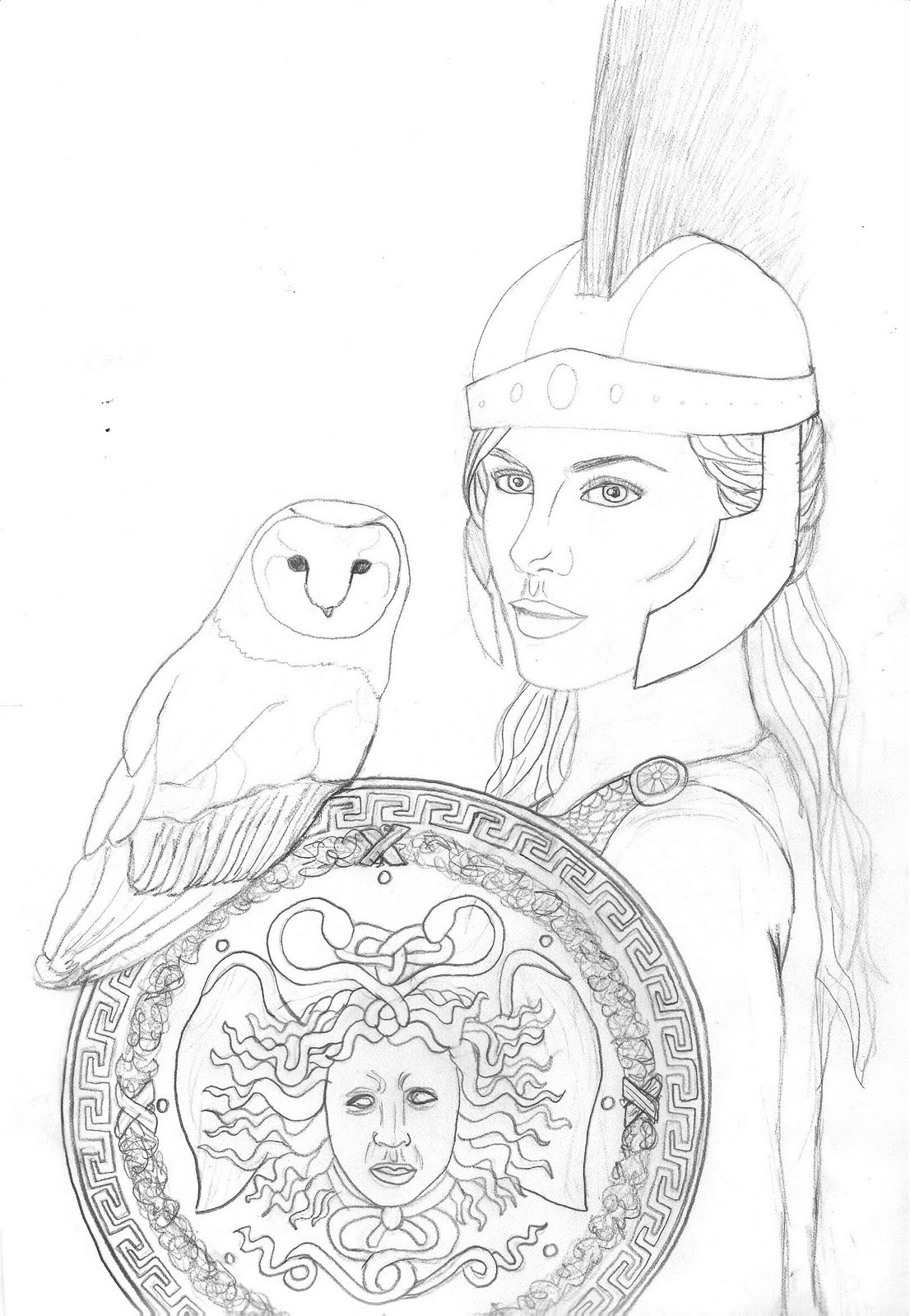 Athena Greek Goddess Sketch Coloring Template Sketch Coloring Page.