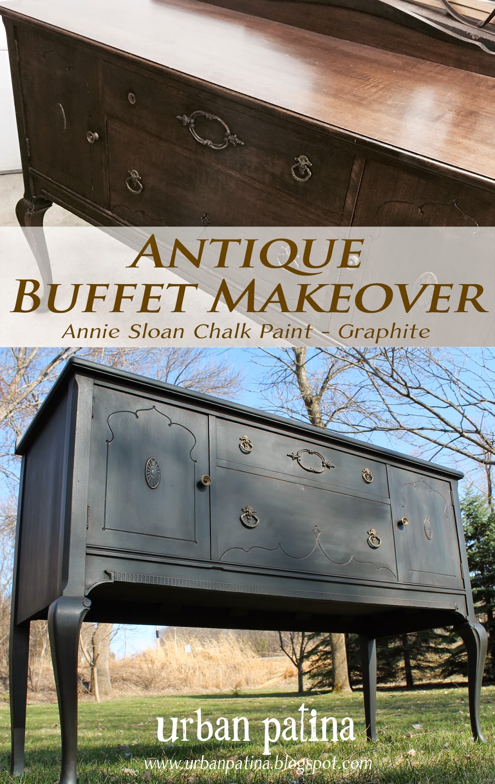 Refinishing An Antique Buffet Using Annie Sloan Chalk Paint In Graphite -  Angie's Roost