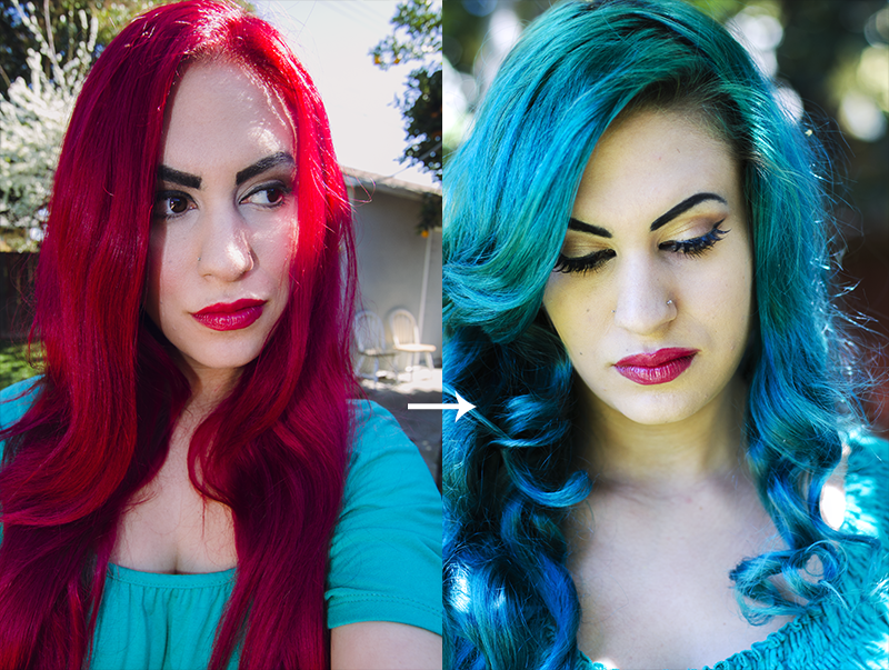 Red to Teal Hair Without Bleaching | Tiny Moon