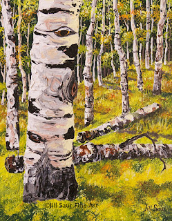 aspen art, tree art, birch tree painting