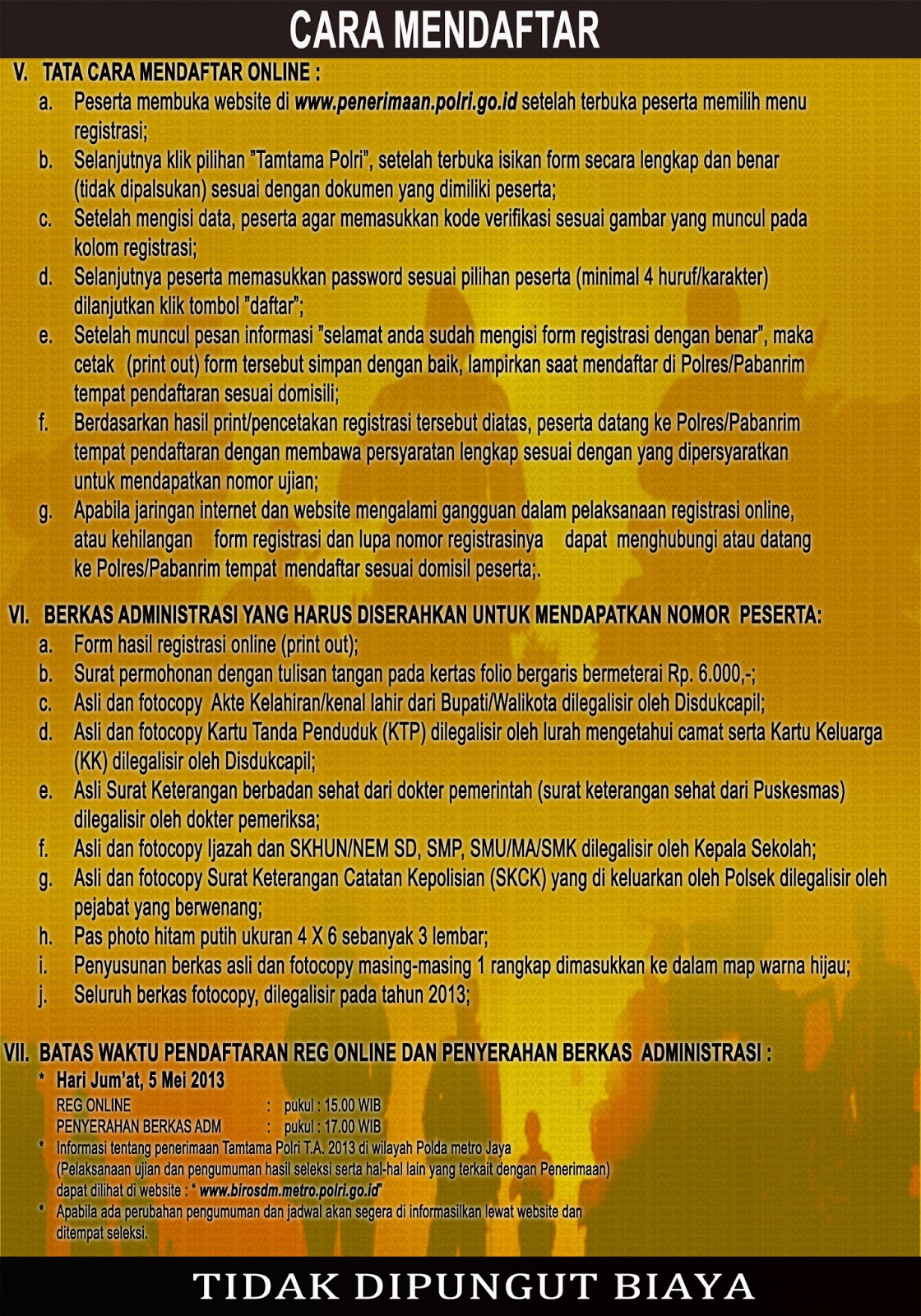 jadwal penerimaan online tamtama brimob polri 2013 jadwal penerimaan