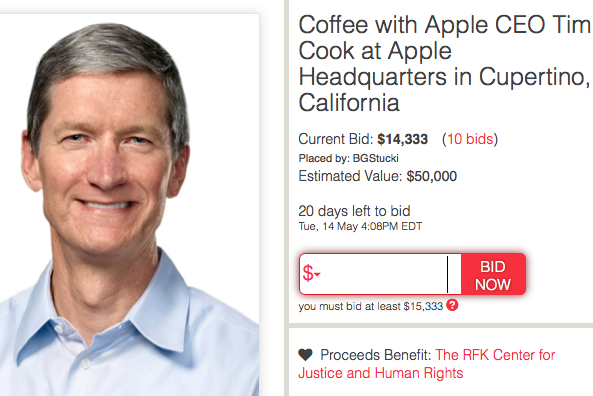 Do You Want To Have Coffee With Tim Cook? It Will Cost You $50,000