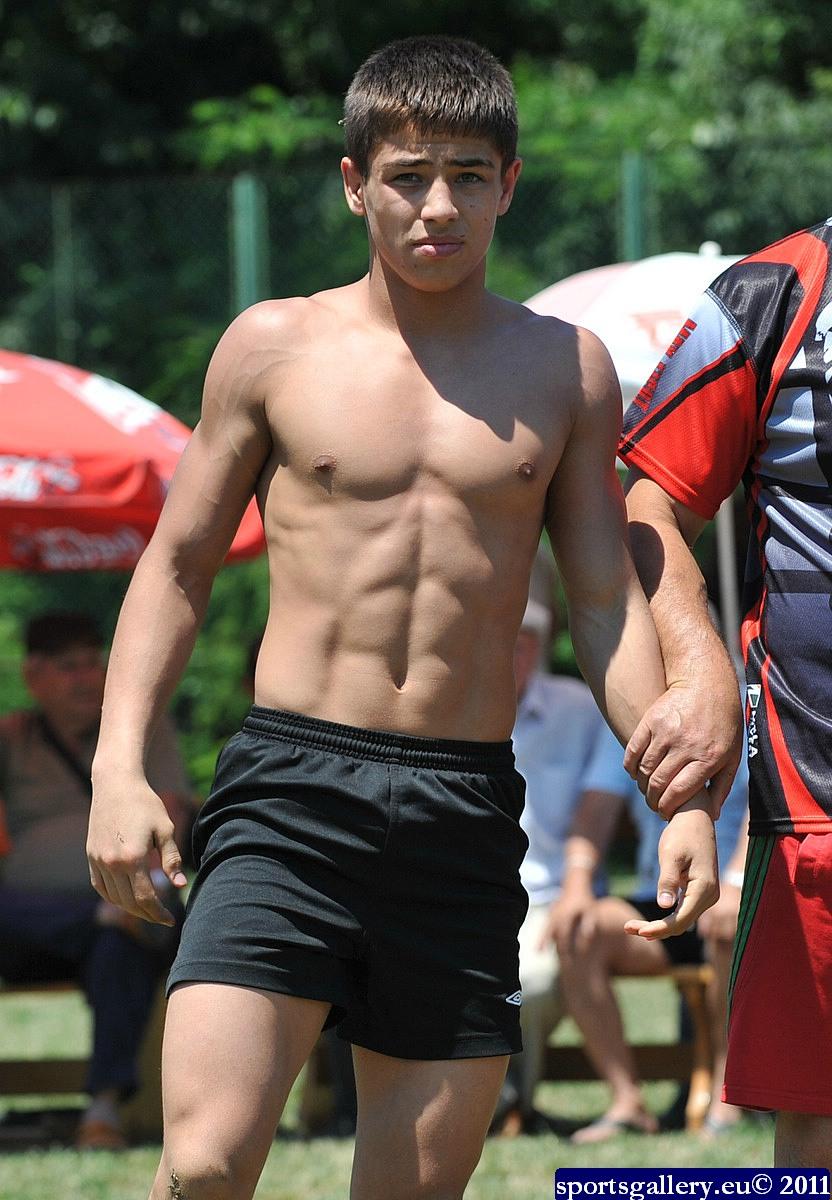 Boys in short shorts Muscle and black shorts are the order of the day