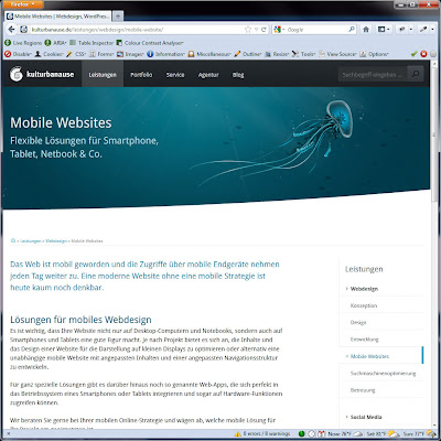 Screen shot of http://kulturbanause.de/leistungen/webdesign/mobile-website/.