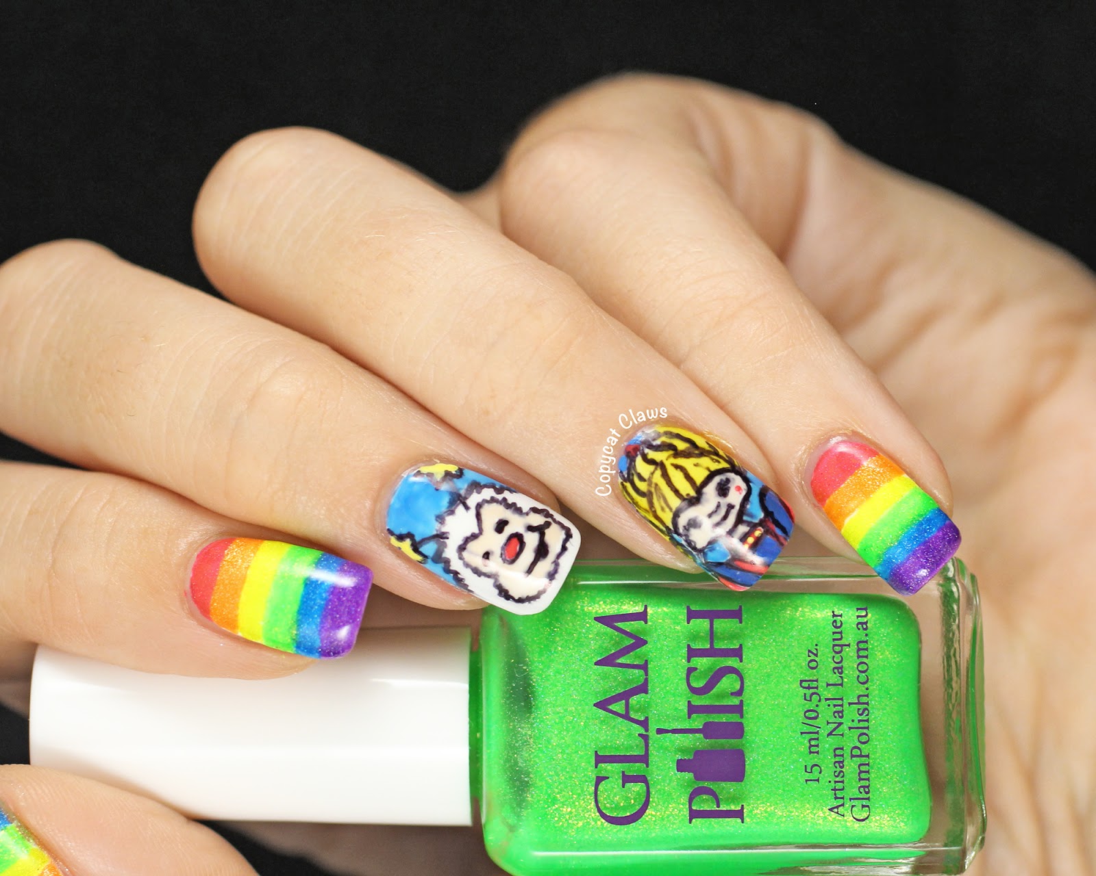 rainbow brite nail art