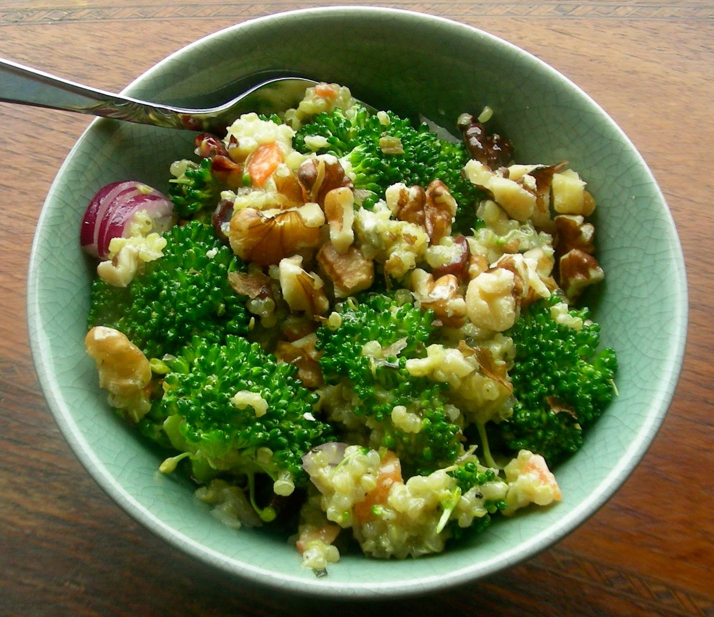 Fast and Frugal BroccoliQuinoa Salad with Walnuts and Dried Cranberries