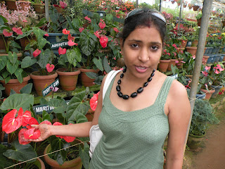 indian girl in flower shop