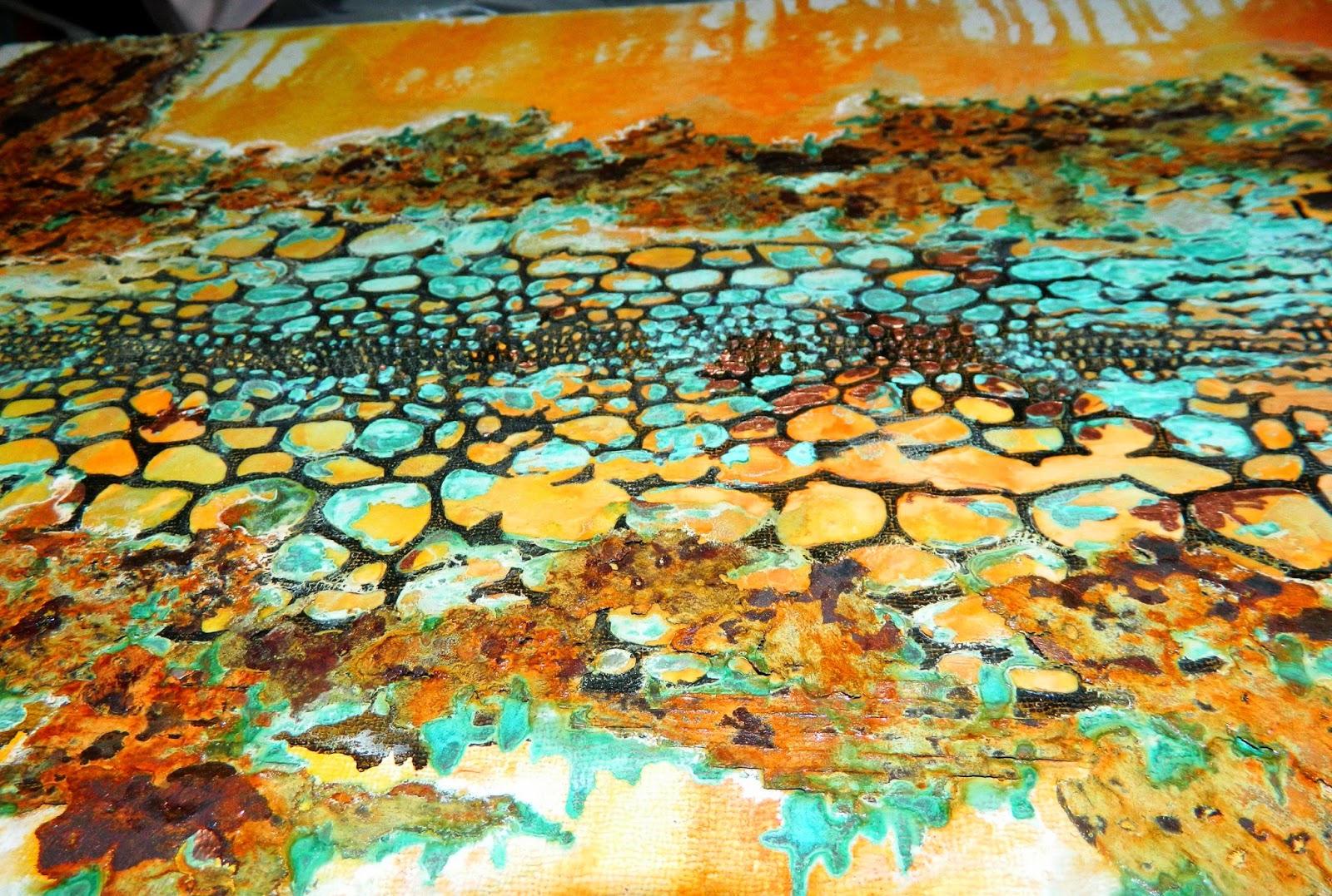 Original Mixed Media Abstract Painting, “Take Heart through the Fire