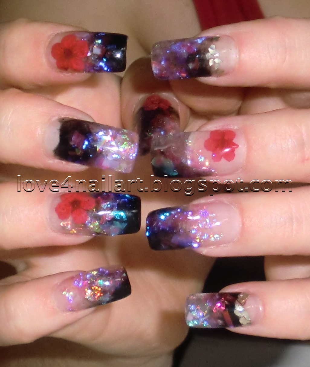 Love4NailArt Ice Mylar Flakes w/ Encapsulated Flower Nails