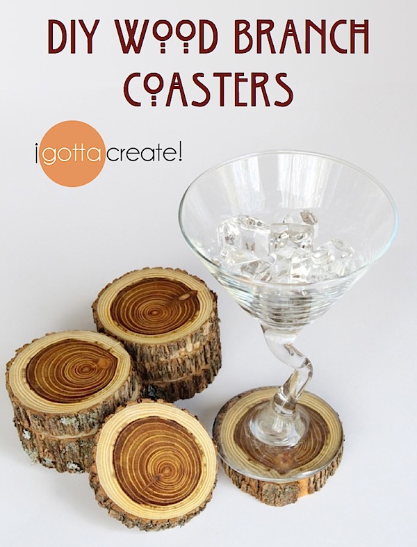 DIY Wood Coasters from a branch. Beautiful gift for housewarming, wedding, fathers day. | Details at I Gotta Create!