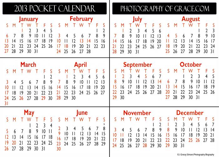 Free Pocket Calendar Template 2012