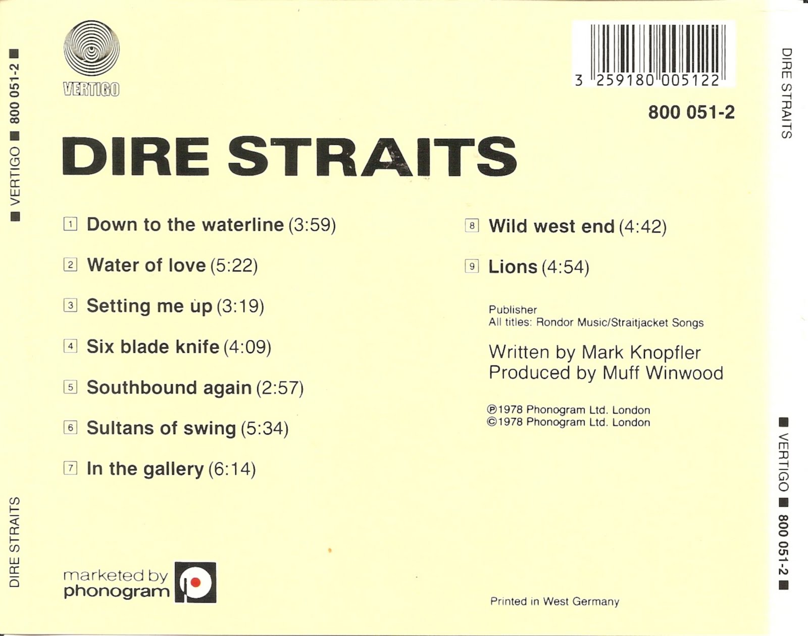 The First Pressing CD Collection: Dire Straits - Dire Straits