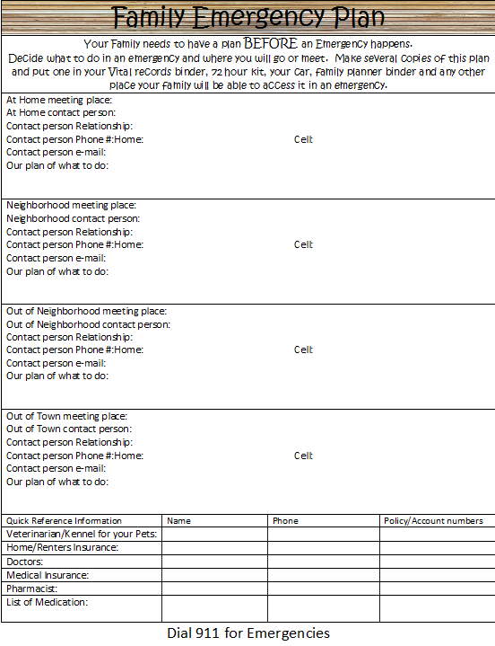 family emergency plan template family emergency plan template