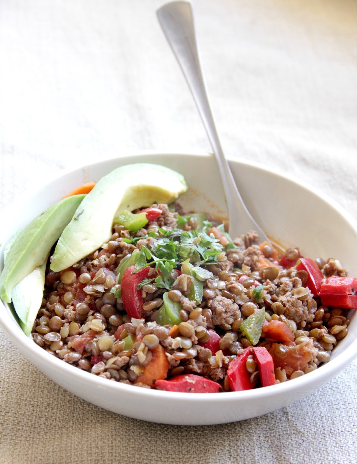 My Happy Place beef + lentil stew