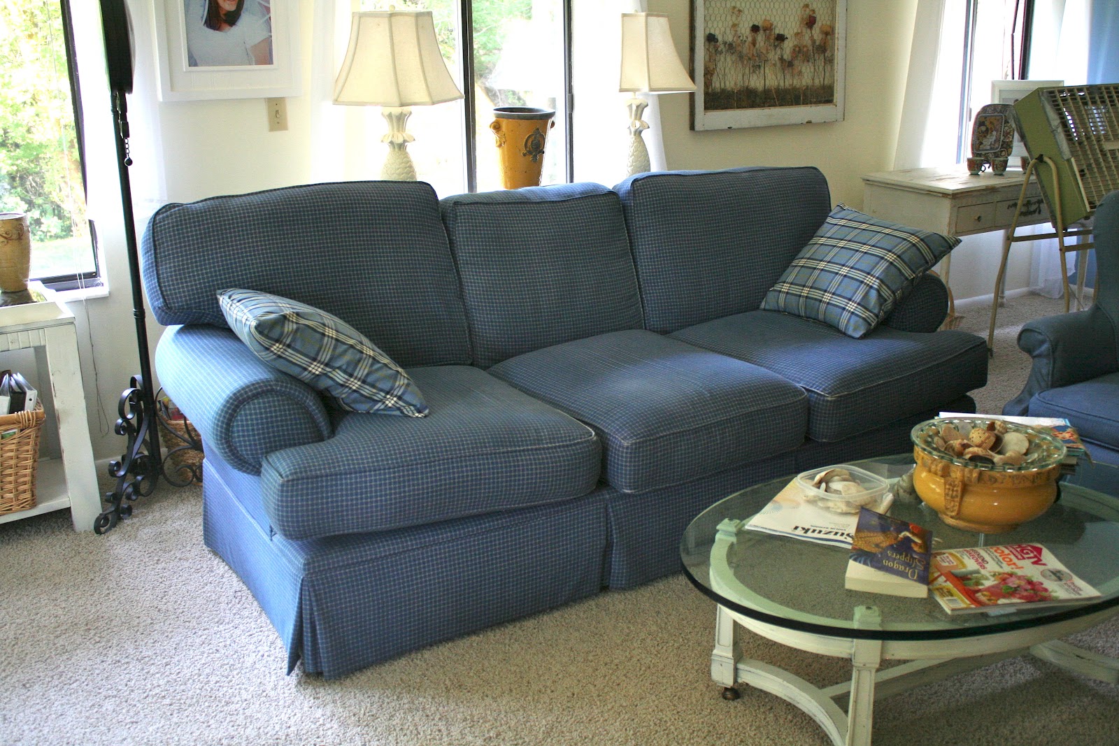 Blue Couch Slipcovers by Shelley