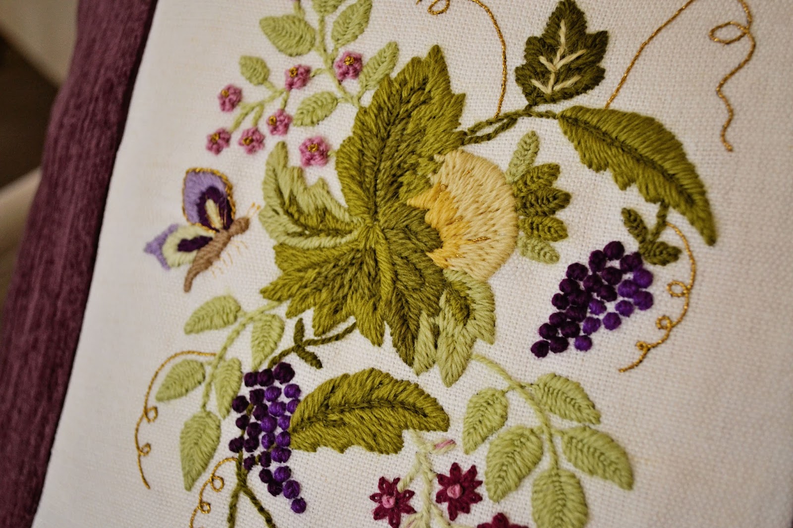 Sew Graceful Crewel Embroidery...personalising a birthday gift...