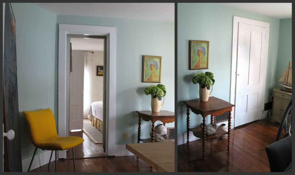 An Urban Cottage Middle Bedroom Before And After I Painted It Benjamin Moore Bali Which Thought Was A Nice Vintage Beach Glass Color Ve Tried Unsuccessfully Few Times To Bring Sea Colors Into The