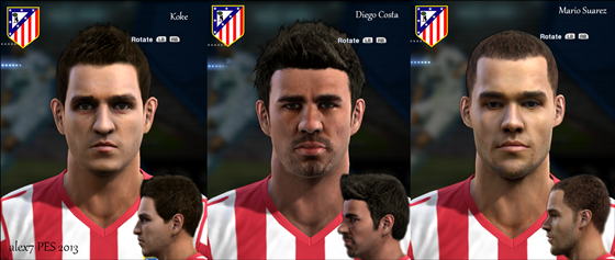 PES 2013: Faces de Koke, Diego Costa e Mario Suarez - Atlético Madrid Preview+(2)
