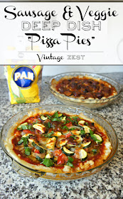 Sausage & Veggie Deep Dish Pizza Pies on Diane's Vintage Zest! (ad)  #PANfam #IC #recipe #glutenfree